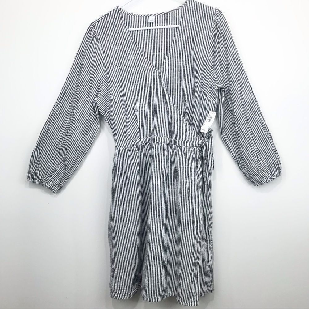 Old Navy NEW Nautical Blue Pinstriped Wrap Dress
